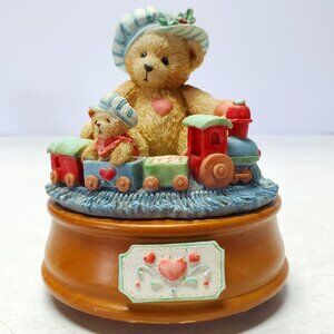 Cherished Teddies Bear Playing With Train Figurine Collectible
